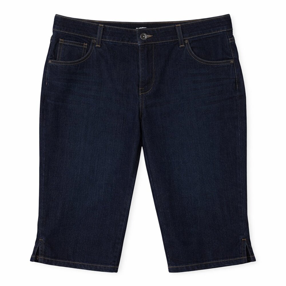 WOMAN WITHIN High-Rise Dark Wash Crop Jeans Sz 30